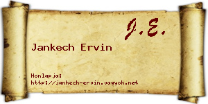 Jankech Ervin névjegykártya